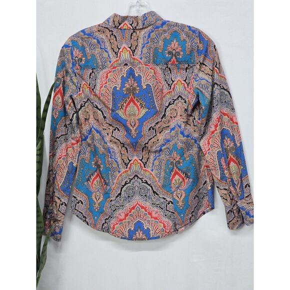 J. Crew Slim Perfect Shirt in Ratti Mediterranean Paisley Print Button Front 2 - Picture 5 of 5